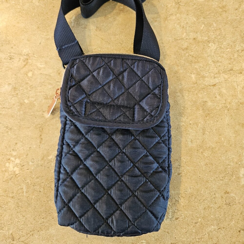 Quilted Navy Crossbody Phone Bag | Small Travel Purse | Adjustable Strap